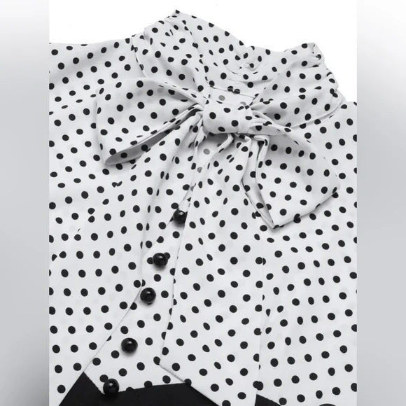 NWT! Retro Stage Black 1930’s Dots Tie Neck Mermaid Dress. Size M - Picture 4 of 12